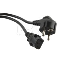 Кабель питания компьютера (Shucko - C13), 10A, угловая вилка, 0.5м Hyperline PWC-IEC13-SHM-0.5-BK